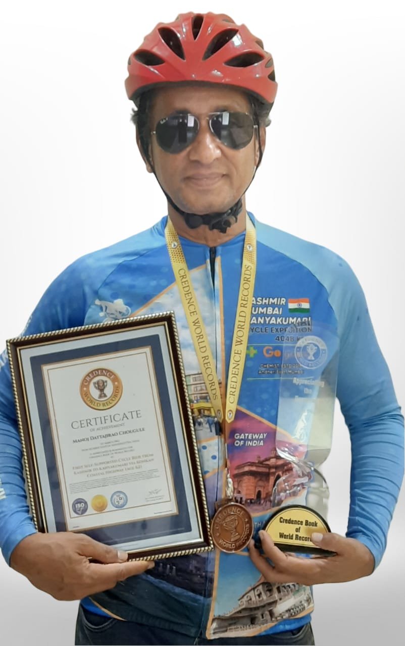 Senior Cyclist (Age 62) Completed 4,198 km Self-Supported Ride from Kashmir to Kanyakumari via Konkan Coast